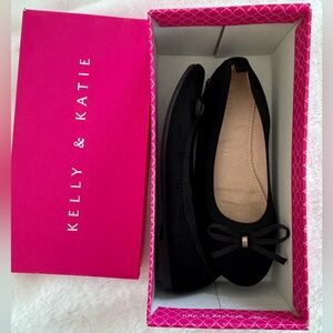 Girls Black Bow Ballet Flats Size 1